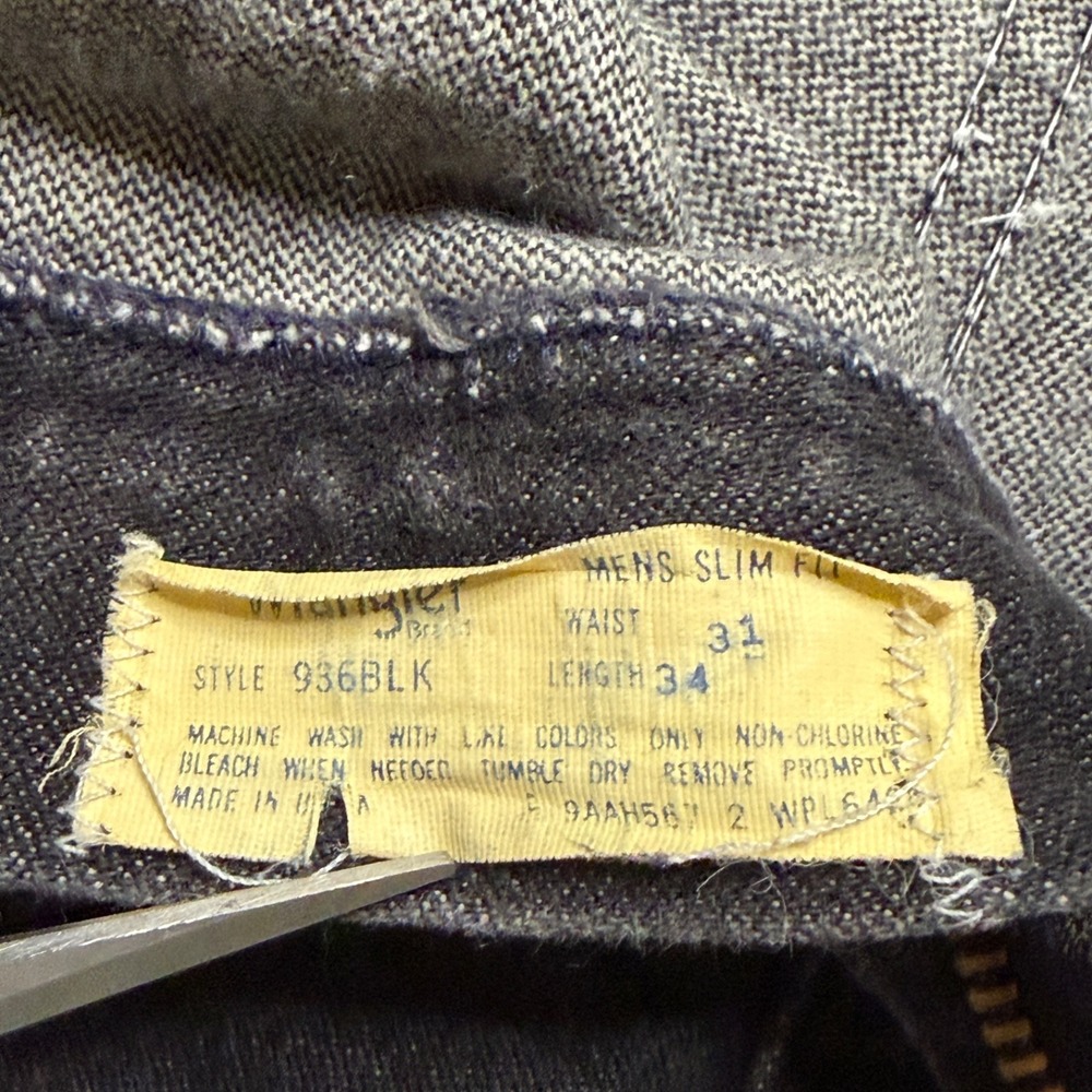 VTG 70s Wrangler Jeans 936BLK (Fits 31x34) Cowboy Cut Black Scovill Zip USA Made - Picture 2 of 10